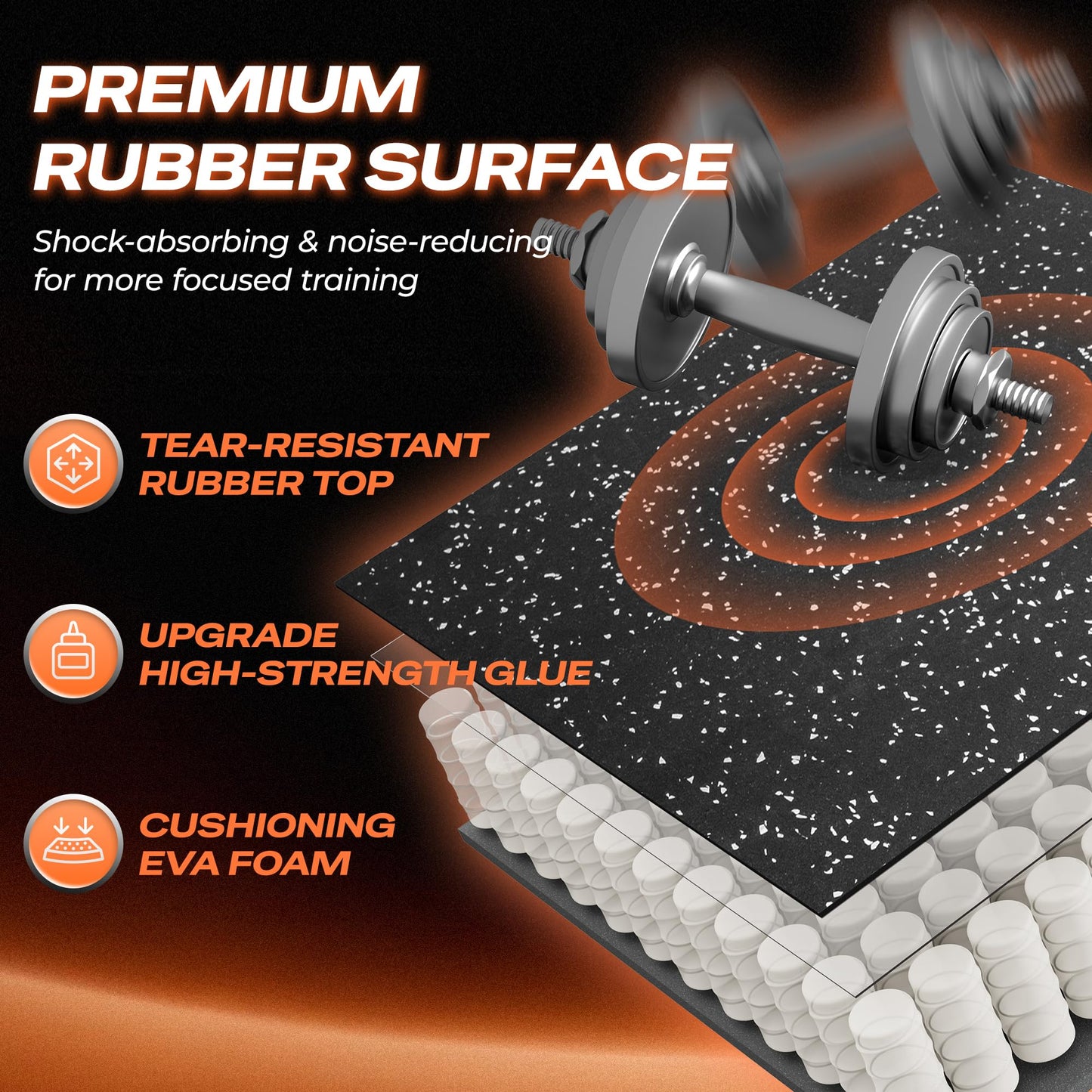 SUPERJARE 0.56'' Thick 48 Sq Ft Rubber Top Gym Flooring for Home Gym