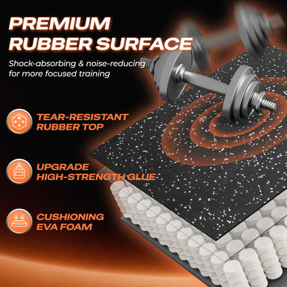 SUPERJARE 0.56'' Thick 48 Sq Ft Rubber Top Gym Flooring for Home Gym