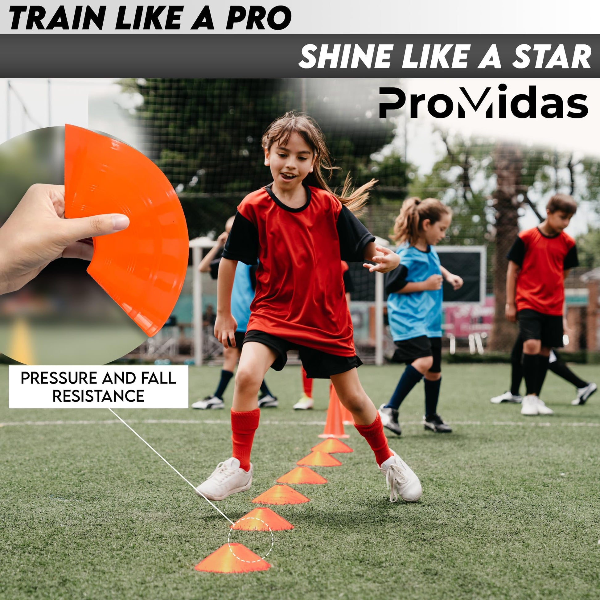 Disc Soccer Cones for Training Kids with Mesh Bag & Strap - 25/50/100/200 Small Plastic Cone for