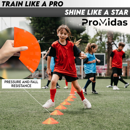 Disc Soccer Cones for Training Kids with Mesh Bag & Strap - 25/50/100/200 Small Plastic Cone for