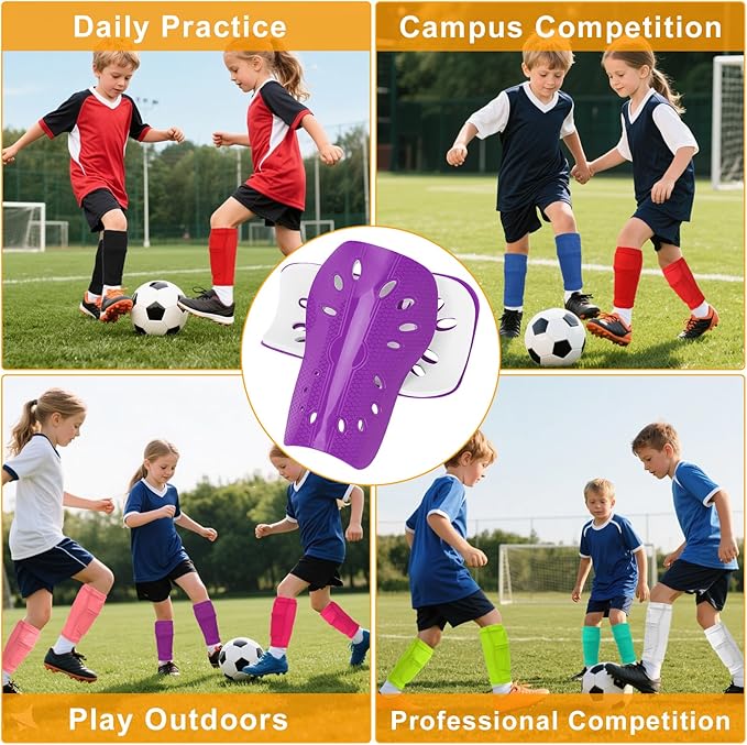 2 Pairs Shin Guards Soccer for Kids,Shin Pads Extra Lightweight Breathable Slide in Shin Guard for Football Training Match Outdoor Activities Protective Slip-in Shin Guards for Boys Girls