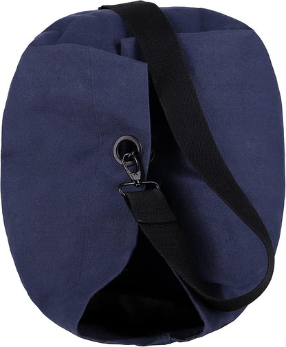 WHITEDUCK Top Load Canvas Folding Duffel Bag, Water Resistant Army Style Shoulder Bag for Men and Women- Gym, Sports, Travel, Hiking, Camping, Backpacking (Large 25" x 42",Blue)