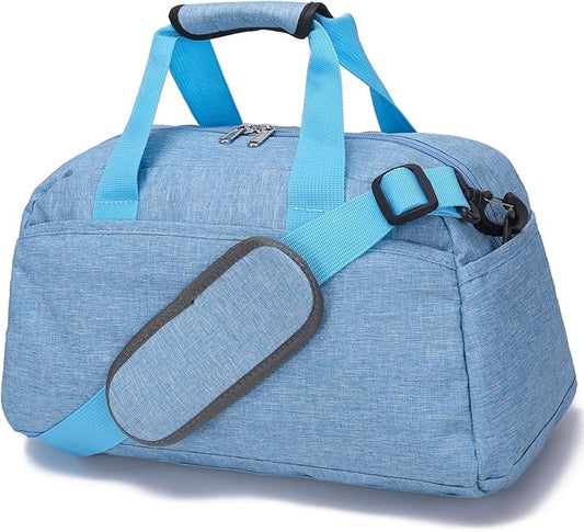 14 inch Small Gym Bag for Women & Men, Mini Duffel Bag for Travel Sports Lightweight Carry On Bag (Light Blue)