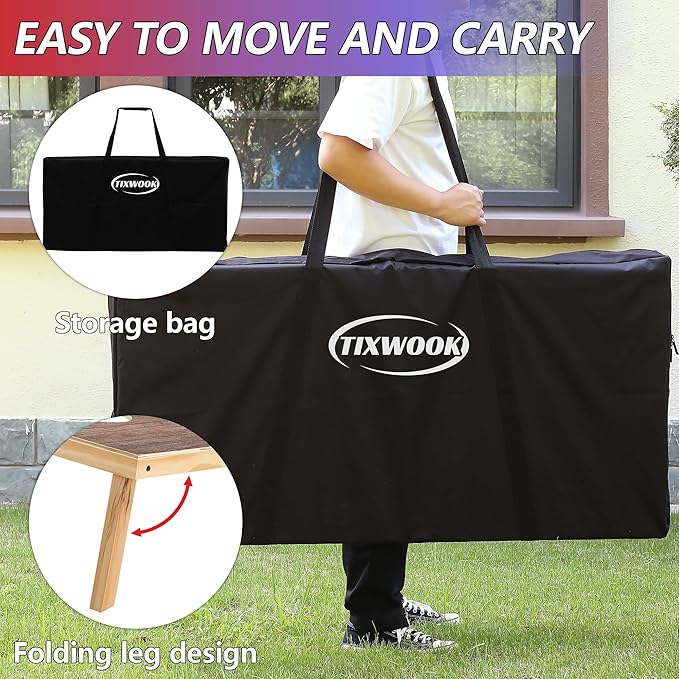 4 x 2 ft Solid Wood Cornhole Board Set with 8 Bean Bags and Carrying Bag, Premium Toss Game for Kids and Adults