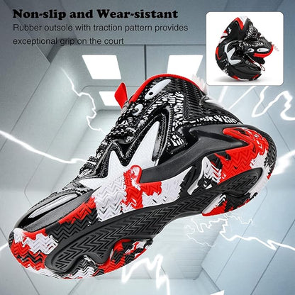 JMFCHI Kids Basketball Shoes High-top Sports Shoes Sneakers Durable Lace-up Non-Slip Running Shoes Secure for Little Kids Big Kids and Boys Girls