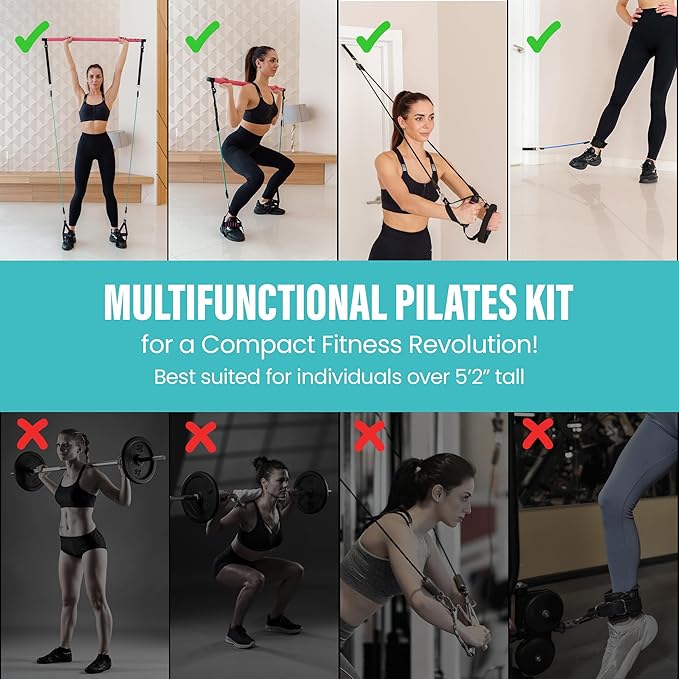 Upgraded Pilates Bar Kit ??39??Adjustable Exercise Equipment for Men, Women with 6X 20, 30, 40 lbs Resistance Bands with Adjustment Buckle ??Pilates Equipment for Home Workouts for All Fitness Levels