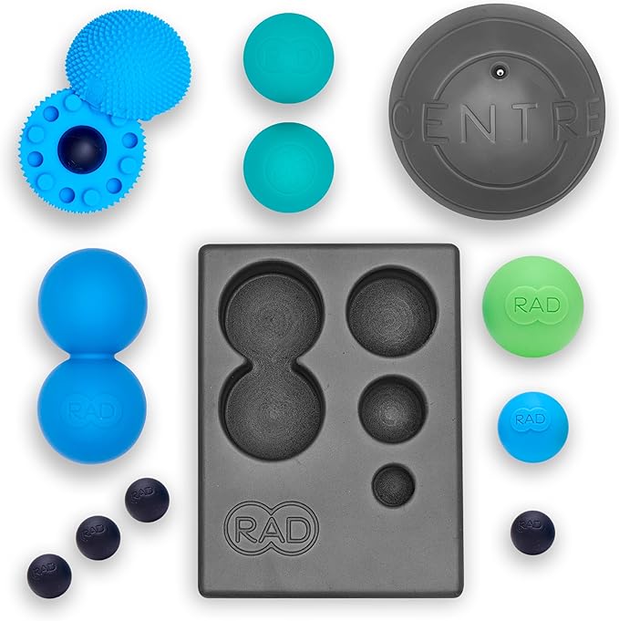 RAD Yoga Bundle for Myofascial Release, Muscle Recovery, & Relaxation ??Includes Multi-Use Yoga Block, Neuro Ball Foot Roller, Peanut & Massage Balls in Multiple Sizes & Densities