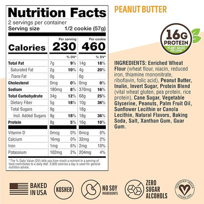 Lenny & Larry's The Complete Cookie, Peanut Butter, Soft Baked, 16g Plant Protein, Vegan, Non-GMO, 4 Ounce Cookie (Pack of 12)
