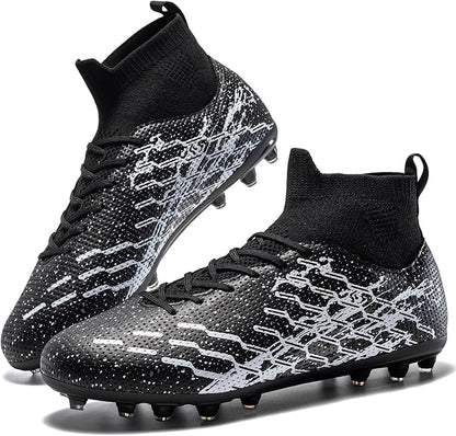 Unisex Soccer Cleats Lightweight No-Tie Lacing System Multi-Surface Football Shoes with Ankle Support for Beginners to Advanced Players