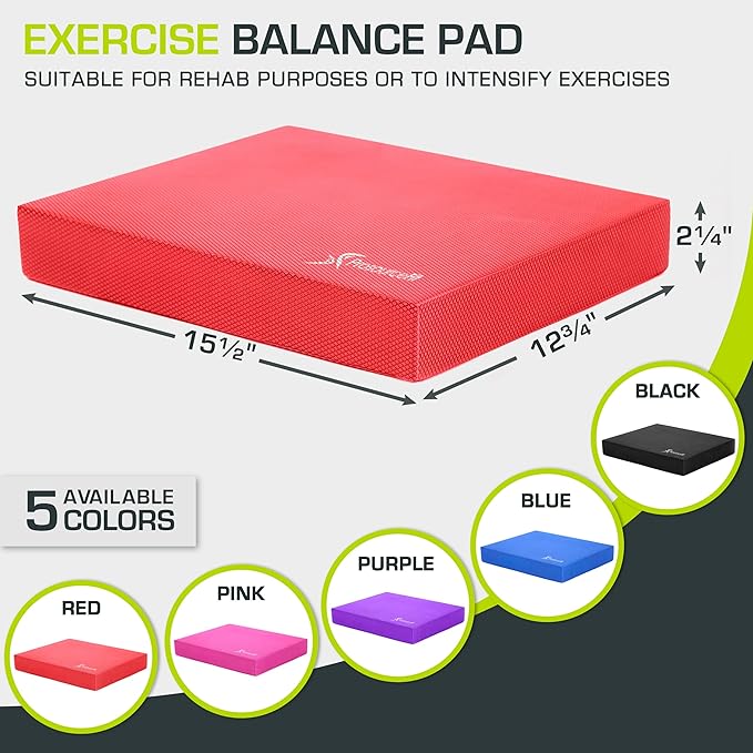 ProsourceFit Exercise Balance Pad – Non-Slip Cushioned Foam Mat & Knee Pad for Fitness and Stability Training, Yoga, Physical Therapy