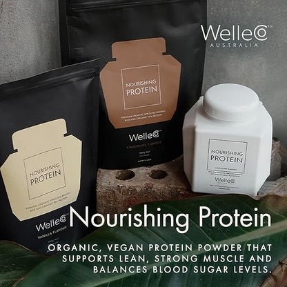 WelleCo, Nourishing Protein, Premium Organic Sprouted Brown Rice & Pea Protein, Chocolate Flavour, 300g (10.5oz) Pouch