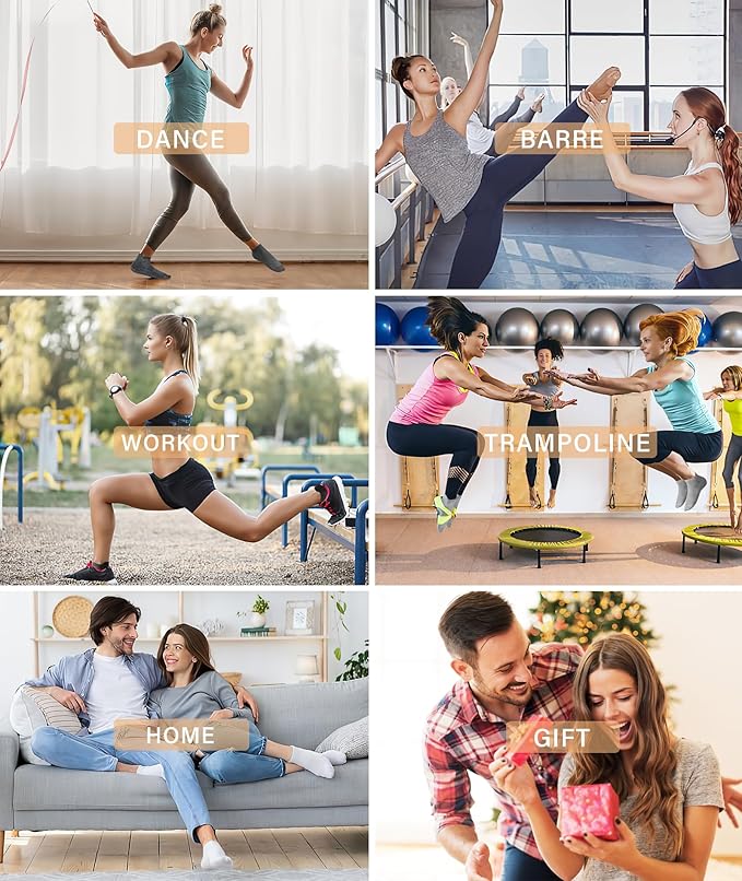 DIBAOLONG Pilates Socks with Grips for Women Yoga Socks Non Slip Barre Hospital Socks 6-Pairs Grippy Ankle Socks