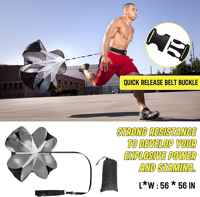 20ft Sports Agility Ladder for Men Women and Kids, Speed Youth Soccer Agility Training Equipment for Football, Exercise, Tennis, Legs Workout with Speed Parachute, Cones and Carry Bag