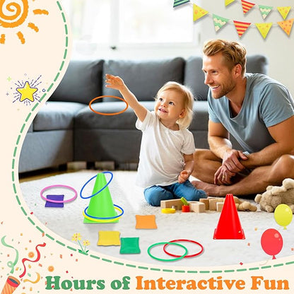 31PCS 3 in 1 Carnival Outdoor Games Combo Set for Kids, Soft Plastic Cones Bean Bags Ring Toss Games, Kid’s Gift for Birthday Party Outdoor Games Supplies, Throwing Backyard Lawn Family Toys