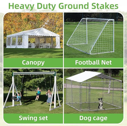 Black Trampoline Stakes Anchors High Wind 12inx6mm Galvanized U Hook 4pcs Rebar Stakes – Heavy Duty Ground Anchors for Trampoline,Yard & Inflatable,Landscape Metal Stakes for Outdoor Decorations