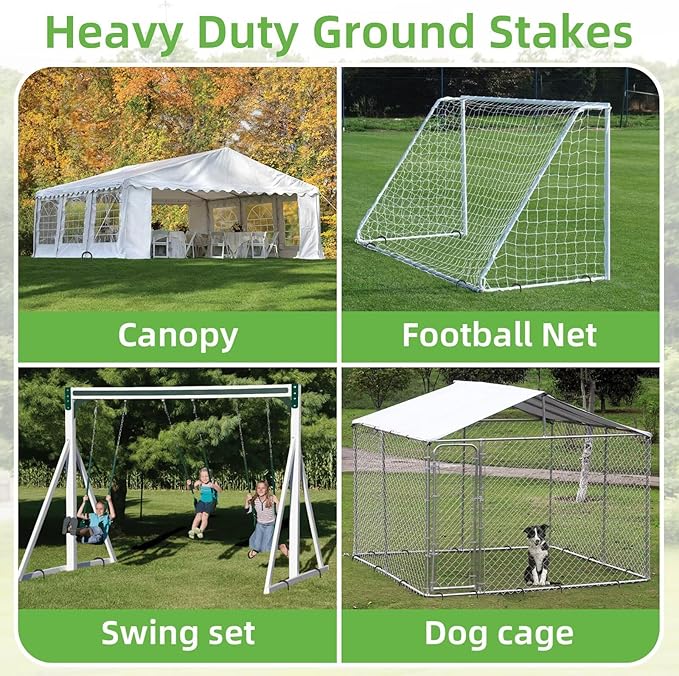 Black Trampoline Stakes Anchors High Wind 16inx10mm Galvanized U Hook 10pcs Rebar Stakes – Heavy Duty Ground Anchors for Trampoline,Yard & Inflatable,Landscape Metal Stakes for Outdoor Decorations