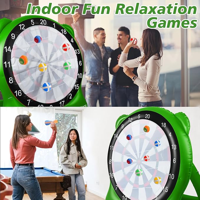UBALANCE Giant Inflatable Dart Board, Outdoor Dartboard Yard Games for Adults, Family Sports, Sticky Kick Balls, Soccer, Tennis, Soft Darts, Golf, Party Fun Carnival Games