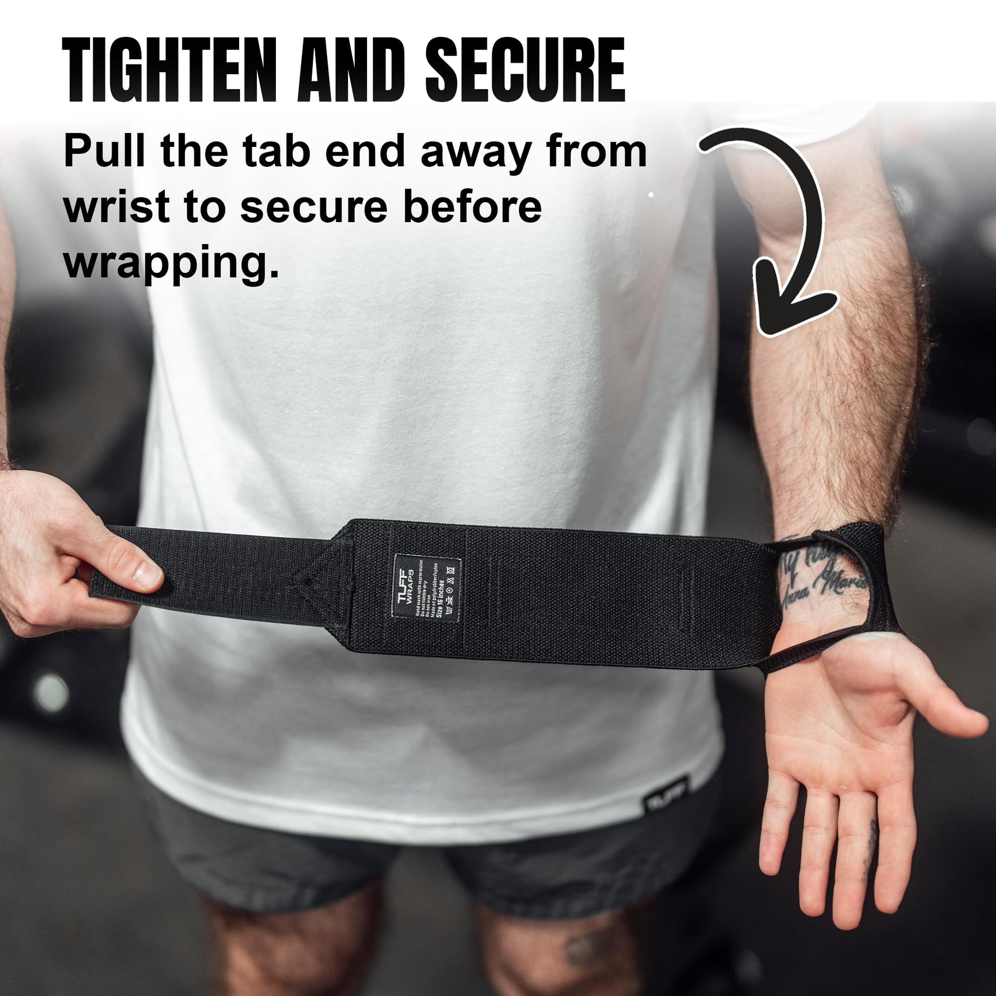 TuffWraps 16" Wrist Straps for Gym - No Thumb Loops - Powerlifting, Weightlifting, and Bench Press