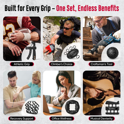 FitBeast Grip Strength Trainer, Hand Gripper Strengthener Kit - 6 Pack with Adjustable Resistance