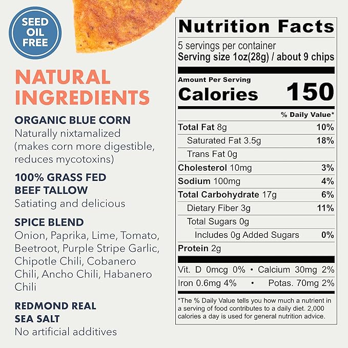 MASA Chips - Cobanero Tortilla Chips - Handmade Corn Tortillas - Spicy Chips & Snacks - Naturally Grown Yellow Corn, Grass Fed Tallow, Sea Salt, Chili - Seed Oil-Free Hot Chips - 2 Pack 5 Ounce Each