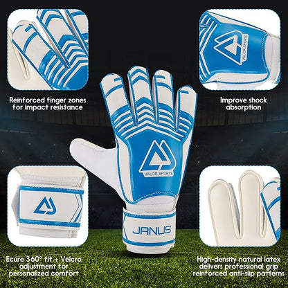 Soccer Goalkeeper Gloves with Finger Protection to Prevent Injuries, Strong Grip for Tough Tackles, Breathable Goal Keeper Gloves for for Kids, Youth and Adult