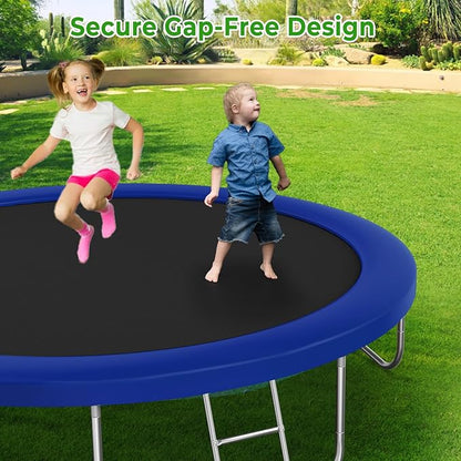 12FT 14FT Trampoline with Slide and Swings, ASTM Approved Outdoor Trampoline with Basketball Hoop and Ladder, Capacity for 5-7 Kids and Adults