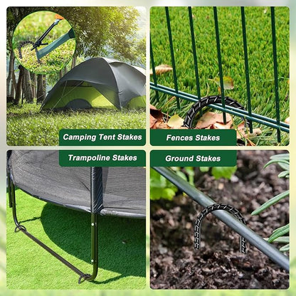 FEED GARDEN 16 Inch 16 Pack Rebar Stakes Heavy Duty J Hook, Galvanized Steel Ground Stakes Tent Stakes Ground Anchors, Chain Link Fence Stakes, Trampoline Stakes, Black