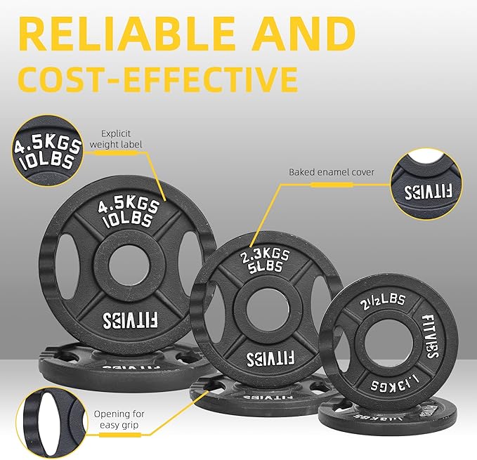 Olympic Cast Iron 2-Inch Weight Plate for Strength Training & Weightlifting, Multiple Weights Available