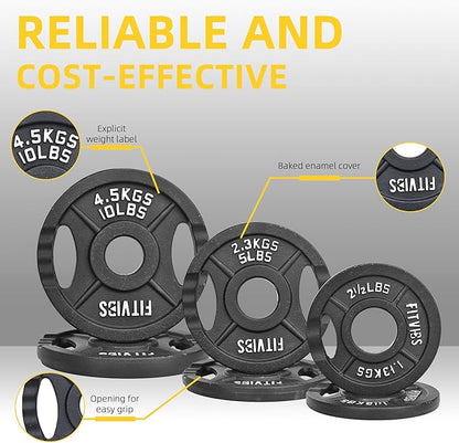 Olympic Cast Iron 2-Inch Weight Plate for Strength Training & Weightlifting, Multiple Weights Available