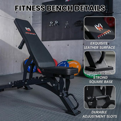 Adjustable Weight Bench, 1300lbs Capacity Heavy Duty Workout Bench for Home and Garage Gym, Multi-Position Backrest and Seat Strength Training Bench