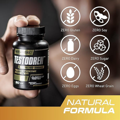 Testodren Advanced Testosterone Booster for Men | Natural Stamina, Endurance, Energy & Strength Enhancing Supplement | Lean Muscle Builder | Sports Nutrition Testosterone Booster