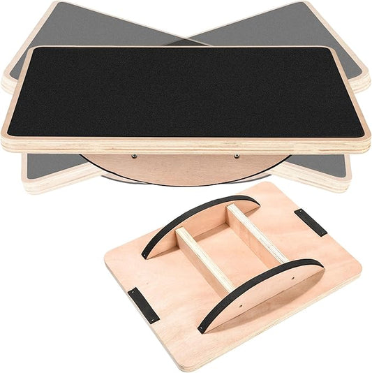 Balance Board Wooden Wobble Board for Adults Anti-Slip Board for Physical Therapy & Core Strength, Ideal Balance Board for Standing Desk with Ankle Support