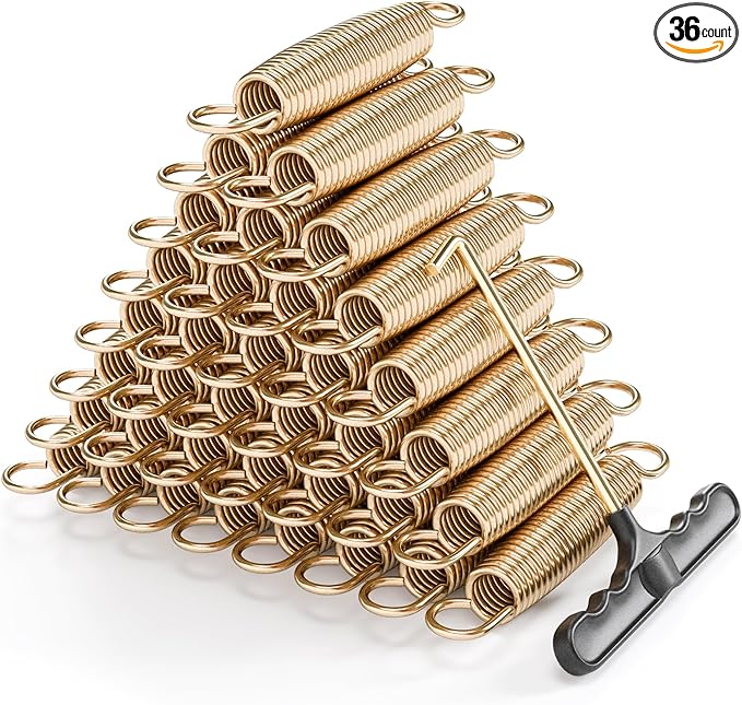 Trampoline Springs Heavy Duty with Swivel & Straight Hooks, Stainless Steel Trampoline Accessories Ideal Spring Replacement, Includes T-Hook Tool