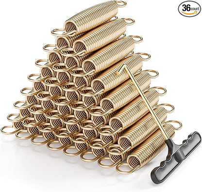 Trampoline Springs Heavy Duty with Swivel & Straight Hooks, Stainless Steel Trampoline Accessories Ideal Spring Replacement, Includes T-Hook Tool