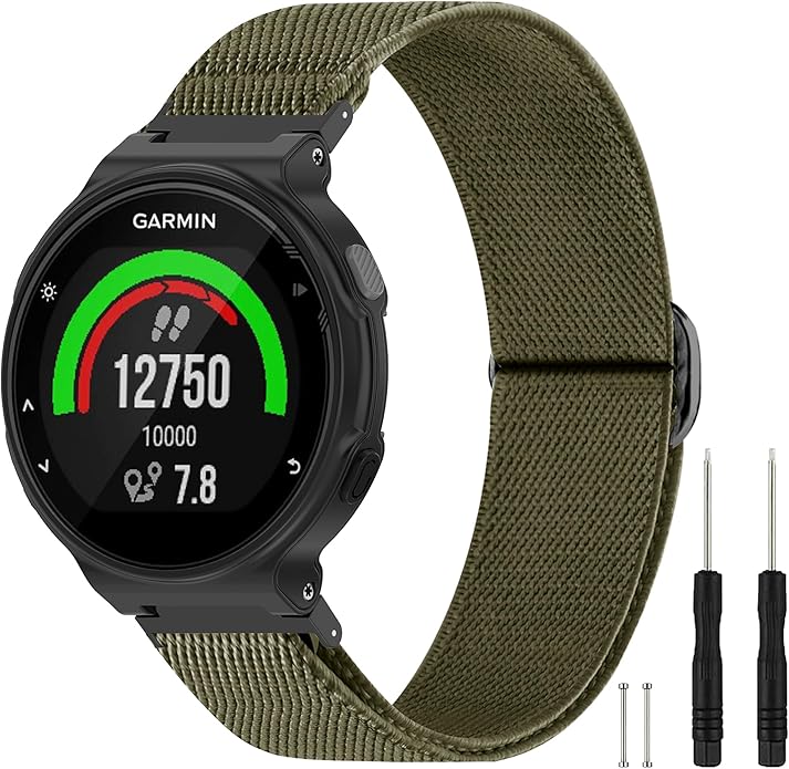 Elastic Nylon Watchband Compatible with Garmin Forerunner 235/220/230/620/630/735XT,Soft Adjustable Sport Stretchy Replacement Strap for Forerunner 235 Lite/Approach S20/S6/S5 Accessory