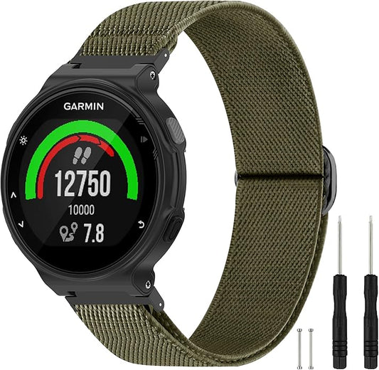 Elastic Nylon Watchband Compatible with Garmin Forerunner 235/220/230/620/630/735XT,Soft Adjustable Sport Stretchy Replacement Strap for Forerunner 235 Lite/Approach S20/S6/S5 Accessory