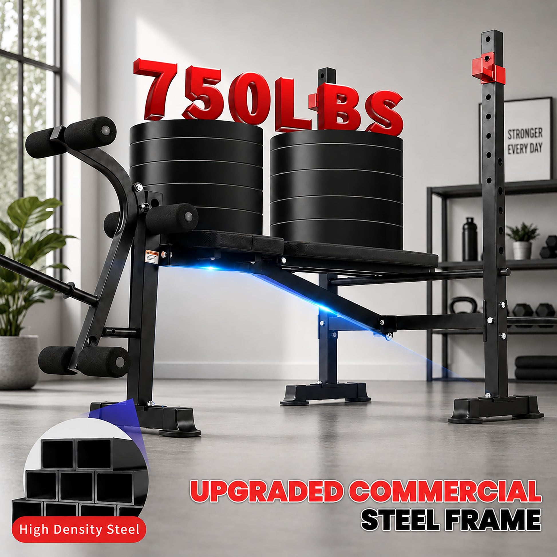 MAIDOMA Standard Weight Bench Set with Leg Extension and Leg Curl, Adjustable Bench Press with