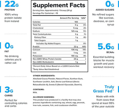 LEGION Whey+ Protein Whey Isolate from Grass Fed Cows - Whey Protein Isolate Powder Low Calorie, Non-GMO, Sugar Free, Lactose and Gluten Free, All Natural Protein Powder for Men & Women (15 Servings)