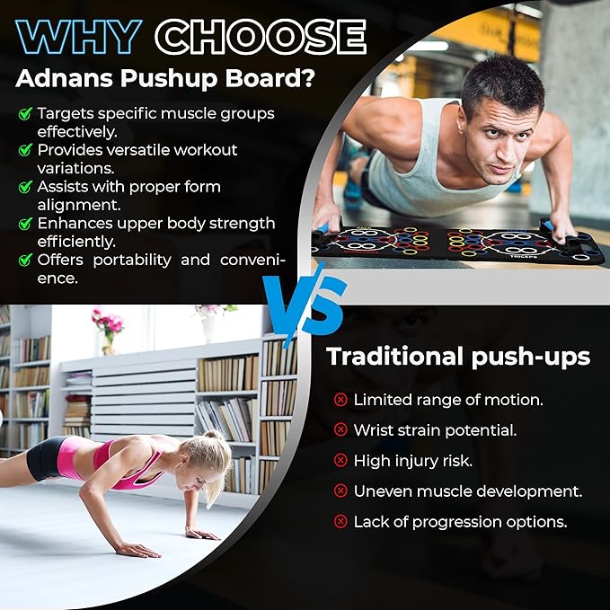 54 in 1 Upgraded Foldable Push up Board - Multi-Functional Push Up Bar, Resistance Bands with Handles and Jumping Rope, at Home Workout Equipment for Perfect Push Up