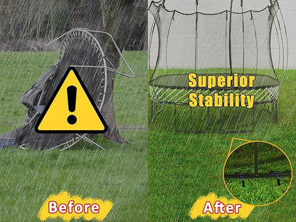 RIY Trampoline Stakes Anchors High Wind 12'' Ground Anchor Heavy Duty Tent Stakes Swing Set Anchors Trampoline Accessories with T Hook - Black 12pcs