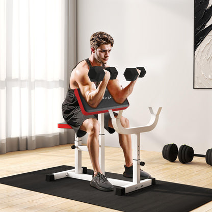 Soozier Adjustable Preacher Curl Bench with Brabell Rack 265 LBS White