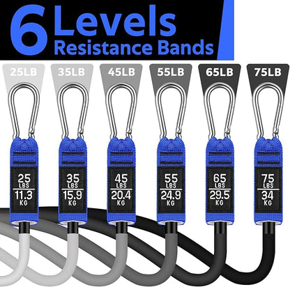 WALITO Resistance Bands Set - Exercise Bands with Handles, Door Anchor, Legs Ankle Straps, for Heavy Resistance Training, Physical Therapy, Muscle Training, Yoga, Home Workouts, Gym Equipment