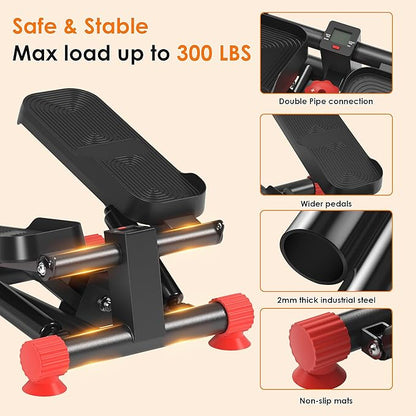 SogesPower Steppers for Exercise at Home,Mini Stair Stepper with Resistance Bands,Full Body Workout Equipment with LCD Monitor,Portable Stepper with 330LBS Capacity