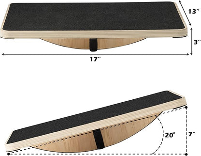 Multi-Optional Wooden Balance Board for all kind of balance tranning, Extra-Large Anti-Slip Wobble, Rocker and Plank Board for Balance and Core Training, Balancing Board for Under Desk