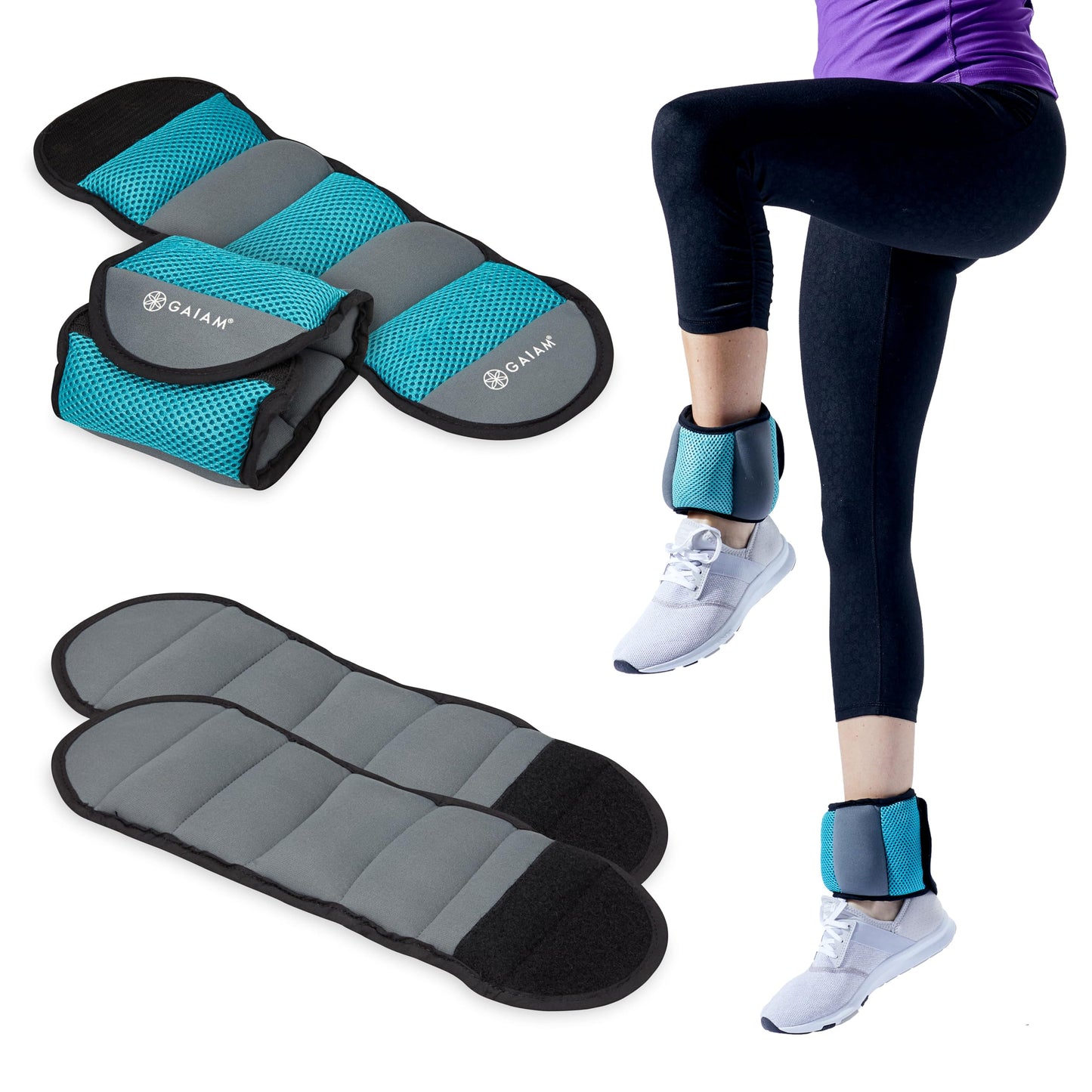 Gaiam Ankle Weights, Adjustable Strap, Set of 2 (10LB)