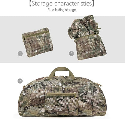 Tactical Mesh Luggage bag,50L Foldable duffel Pack,Large Capacity Range Bag For Hunting Shooting Travel Climbing Sports Gym (MC)