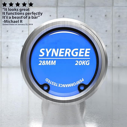 Synergee Regional Olympic 20kg Men’s and 15kg Women’s Hard Chrome & Black Phosphate Barbells. Rated 1500lbs for Weightlifting and Powerlifting.