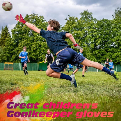 Sportout Kids Goalkeeper Gloves, Soccer Gloves with Double Wrist Protection and Non-Slip Wear Resistant Latex Material to Give Protection to Prevent Injuries