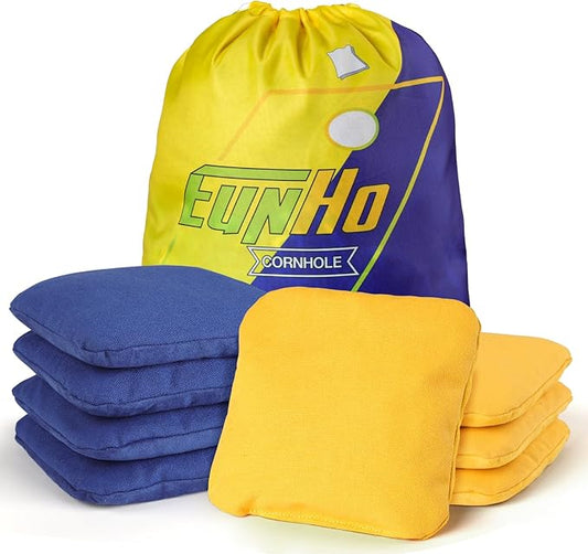 EunHo Dual Sided Cornhole Bags Regulation Set of 8 Professional Cornhole Bean Bags Slick and Stick
