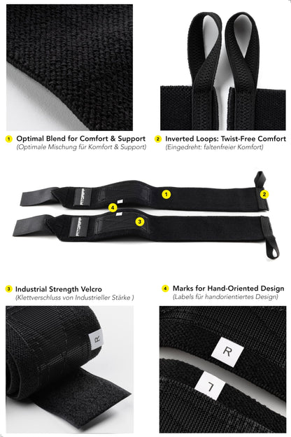 Fitgriff® Wrist Wraps for Weightlifting (18") Heavy-Duty Support for Gym, Bench Press, and Pushups